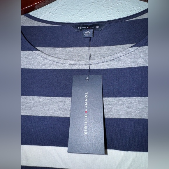🔥NWT Tommy Hilfiger Striped Dress XS Navy White - Picture 3 of 6